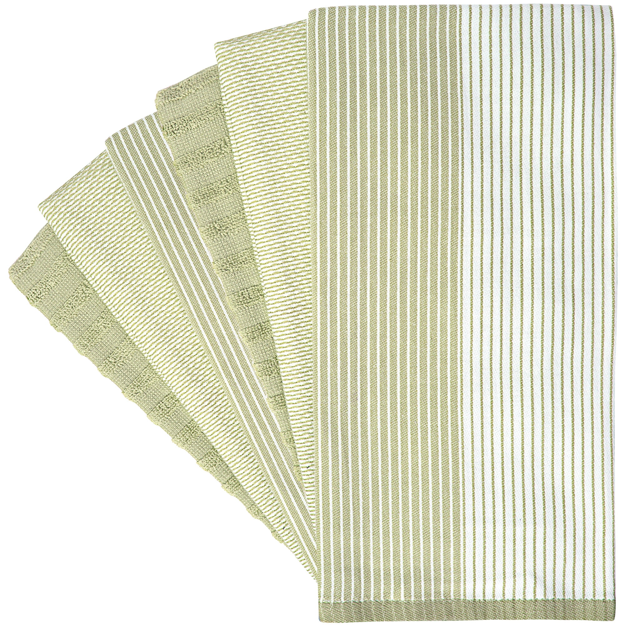 Premium Kitchen Towels (20”x 28”, 6 Pack) – Large Cotton Kitchen Hand Towels  – Flat & Terry Towel – Highly Absorbent Tea Towels Set with Hanging Loop (Sage  Green) 