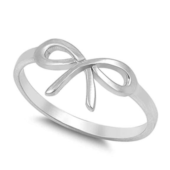 Women's Ribbon Bowtie Ring .925 Sterling Silver Band Jewelry Female Male Unisex Size 11