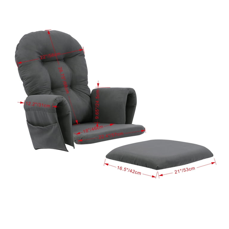 Willow Replacement Cushions for Glider Rocking Chair Gray