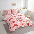 thumbnail image 3 of Erosebridal Cute Brown Hedgehog Bedding Sets King Size,Cartoon Mushroom Apple Comforter Sets with Sheets,Red Pink Bed in a Bag King Size For Princess,Microfiber Bedroom Decor Reversible,7-Piece, 3 of 6