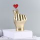 thumbnail image 5 of Estatua de una sola mano con gesto de amor, decoraciones doradas, escultura de resina de arte moderno, acentos para el hogar para sala de estar, escritorio, 5 of 6