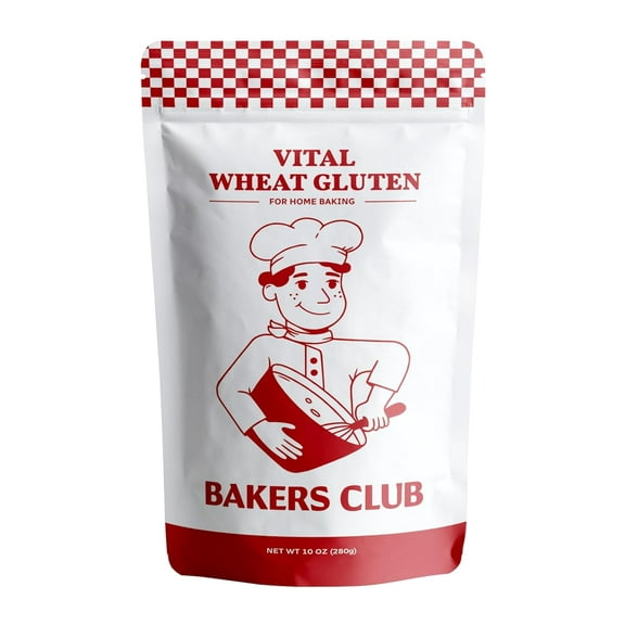 Bakers Club Artisan Vital Wheat Gluten 10oz - Bread Flour Enhancer, High Protein, Seitan Flour, Low Carb, Vegan, Non GMO Gluten Powder - Made in USA