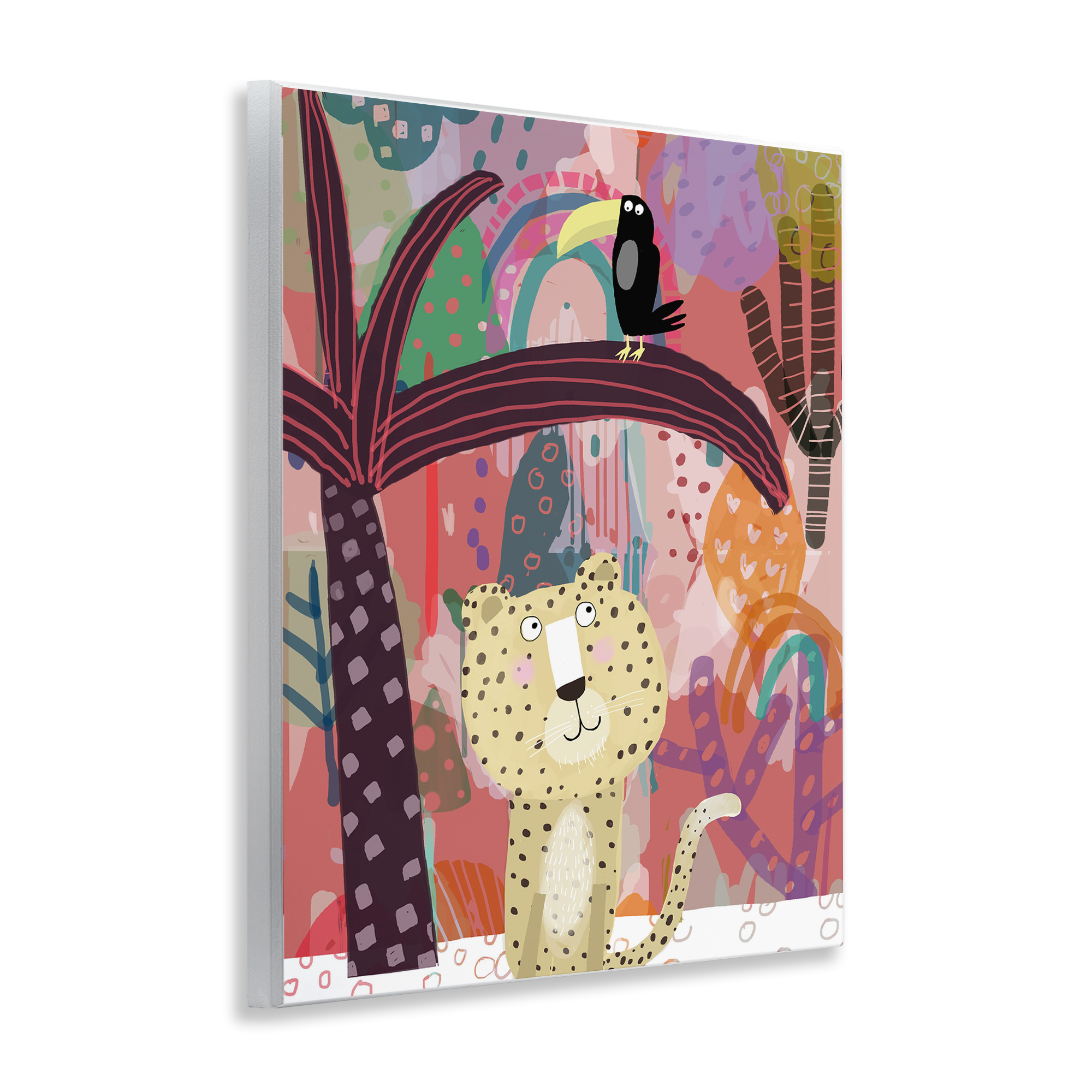 Whimsical Cheetah & Toucan Wall Plaque Art, design by Carla Daly