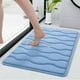 thumbnail image 4 of Alfombrilla de baño para inodoro con forro polar, absorbente de agua y antideslizante. Alfombrilla de baño con textura para separar zonas húmedas y secas. Alfombra suave y absorbente para el suelo, 4 of 6