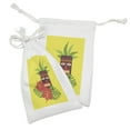 thumbnail image 2 of Luau Fabric Pouch Set of 2, Vibrant Composition of a Tiki Exotic Summer Hibiscus and Palm Leaves, Small Drawstring Bag for Toiletries Masks and Favors, 9" x 6", Yellow and Multicolor, by Ambesonne, 2 of 2
