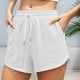 thumbnail image 2 of Pantalones cortos casuales rectos con cordón para mujer - Pantalones cortos de verano de poliéster ligeros y transpirables, tallas S-XXXL, 2 of 5