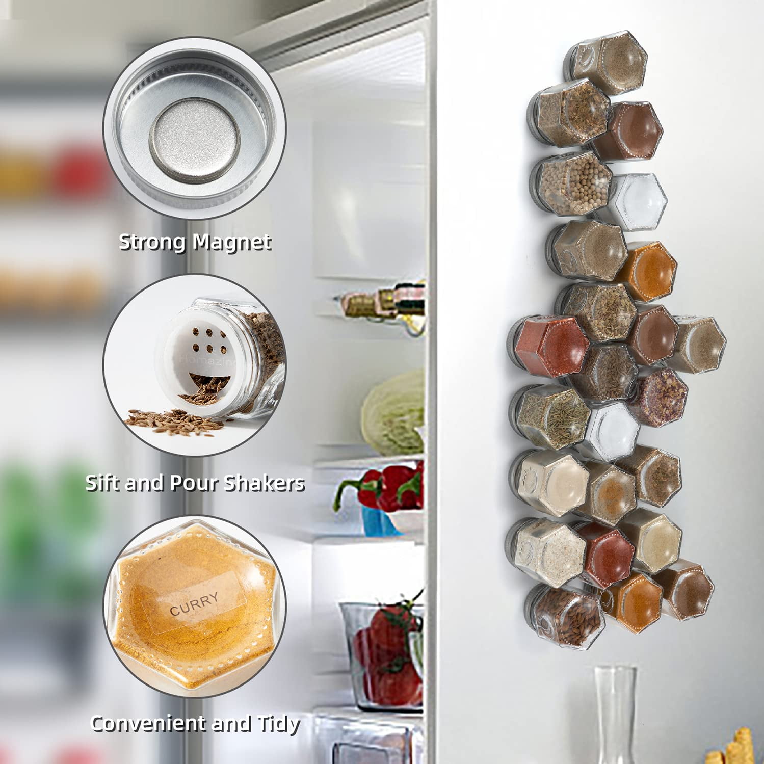 Magnetic spice jars for fridge sale