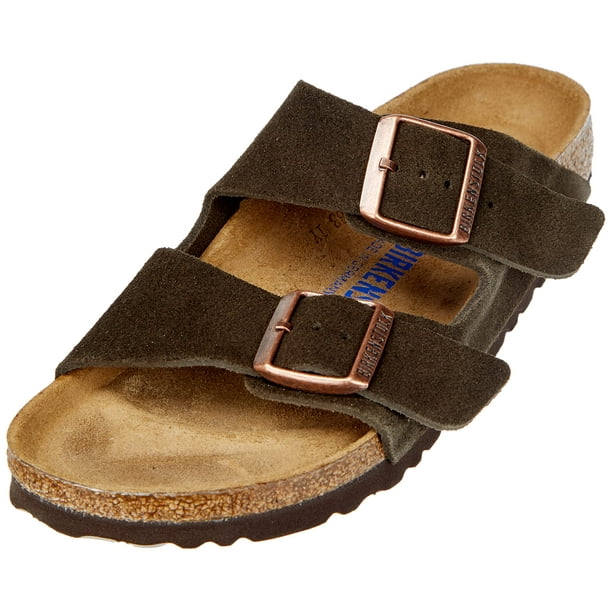 Sandalias Birkenstock Arizona Soft con plantilla suave de gamuza moca, talla 44