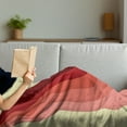thumbnail image 3 of 1970s Soft Flannel Fleece Throw Blanket, Abstract Color Wave Design Diagonal Alignment on Cream Background, Cozy Plush for Indoor and Outdoor Use, 50" x 60", Cream Vermilion, by Ambesonne, 3 of 5