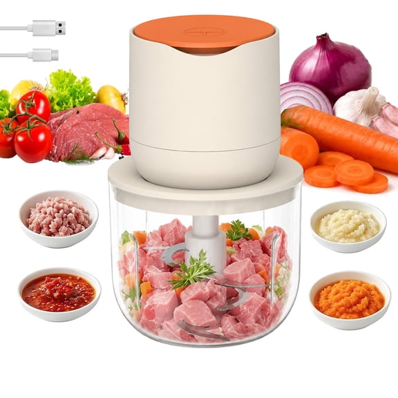 LOVE EYE 20 oz Food Chopper, Electric Food Chopper for Meat Grinder & Vegetable Chopper with 4-Blade & Silicone Scrape, One-Touch Operation for Food Processing Meat, Vegetables, Fruits