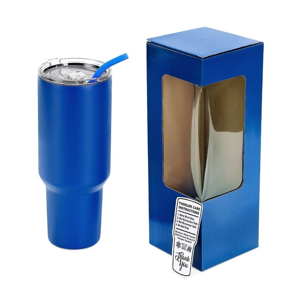 Makerflo 40 oz Blue Powder Coated Tumbler Pack of 1, Ideal for DIY Crafts- Laser Engraving, Handle Sold Separately
