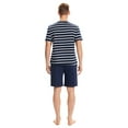 thumbnail image 4 of MintLimit Men's Pajamas Striped Short Sleeve and Shorts with Pocket Sleepwear Lounge Set, 4 of 5