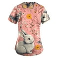 thumbnail image 2 of Printed Scrubs For Women，Scrub Tops Womens Cute Easter Printed Nurse Uniforms 2026 Short Sleeve Scrub V Neck Shirt with Pockets，Pink，XXXL, 2 of 3