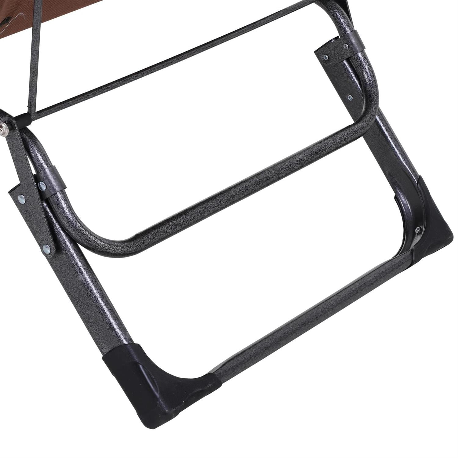 Demi Bonn Chaise Lounge Chair for Patio, Oxford Fabric Metal Frame Outdoor Pool Sun Lounger Chair 120°/180°, for Beach, Patio, Lawn, Deck, Brown