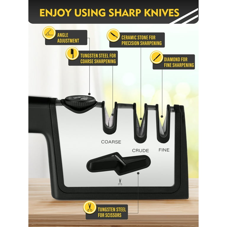 Coarse guided ceramic kitchen knife sharpener
