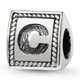 thumbnail image 1 of 925 Sterling Silver Charm For Bracelet Letter C Triangle Block Bead Alphabet, 1 of 7