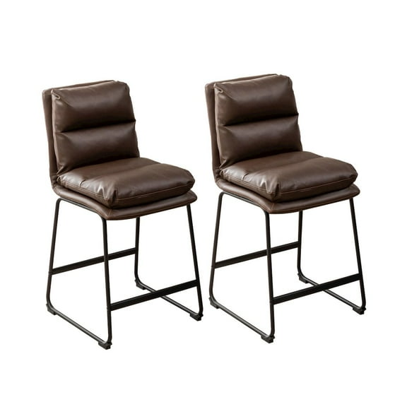 Roundhill Furniture Milos Upholstered 26-inch Counter Height Stools, Set of 2