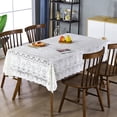 thumbnail image 1 of Table Cloth, Staron 2026 Decorative Fringed Square Table Cover 55x55 Inch, Washable Polyester Fabric for Wedding Party Dining Machine Washable, White, 1 of 6