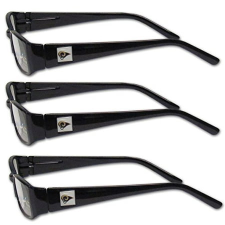NFL St. Louis Rams Adult Reading Glasses (3-Pack), Black, Reading Power: +2.50