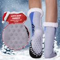 thumbnail image 4 of Arlun 1 Pair Men's Fuzzy Slipper Socks Cute Crocodile Graphic Soft Cozy Fluffy Grips Socks Winter Warm Non Christmas Mid-Calf Casual Socks for Christmas Gifts Blue One Size, 4 of 4