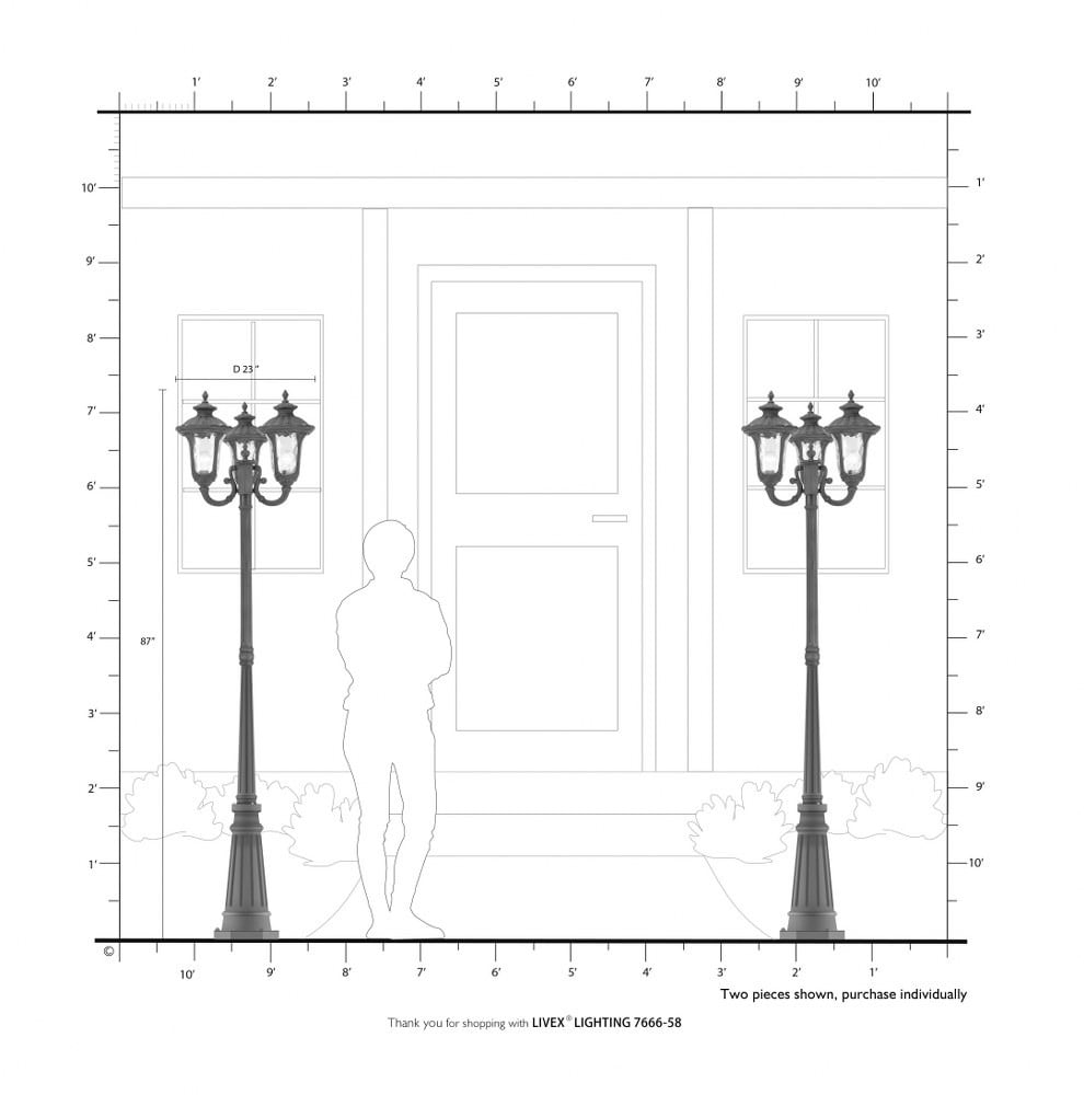 Livex Lighting Oxford 3 Light Outdoor 3 Head Post