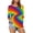 Z19-Multicolour, variant on Women's Long Sleeve Shirt Colourful Rainbow Print T-Shirt Round Neck Tops 70s Hippie Carnival Fancy Dress Outfit Tunic Blouse Casual Streetwear