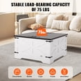 thumbnail image 5 of VEVOR 31.5" Farmhouse Coffee Table, Hinged Square Coffee Table with Large Storage Compartment, Wooden Rustic Cocktail Table for Living Room, Bedroom, Apartment, Studio, Gray & White, 5 of 9