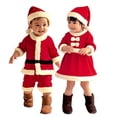 thumbnail image 4 of 2022 Nuevo disfraz navideño para niños Papá Noel Niño Bebé Ropa navideña roja Conjunto de vestido rojo de fiesta Sombrero incluido Vestido navideño, 4 of 4