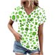 thumbnail image 2 of Fiudx Tops para Mujer Top de Primavera/Verano de Manga Corta Informal con Cuello En V Estampado Del Día de San Patricio para Mujer, 2 of 5
