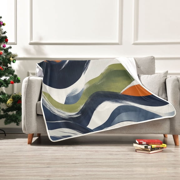 50x60 inch Crystal Fleece & Arctic Fleece Blanket Soft Bed Throws for Home or Camping Navy Blue Abstract Pattern