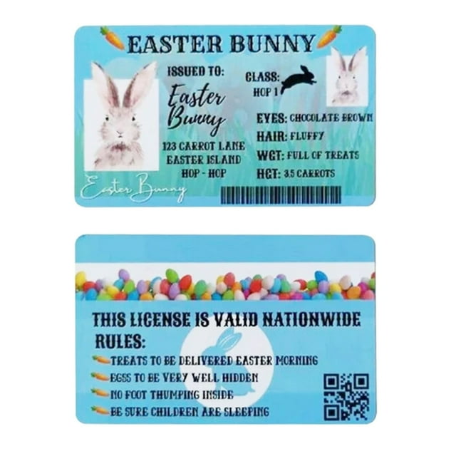 Easter Rabbit Drivers License Novelty Easter Decoration Lost Drivers License Diy Easter Rabbit Lost Id Card Easter Rabbit License 1/3/5pcs Snowflake Daughter Ornament Pizza Ornament Teacher Ornament