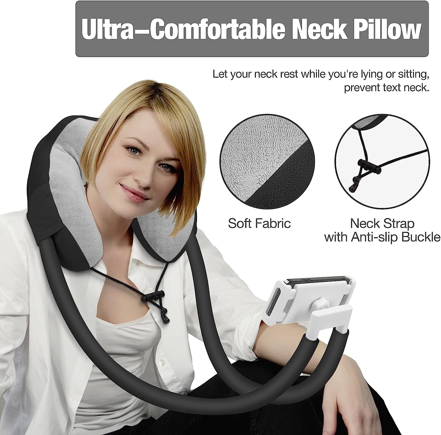 KOMI Neck Phone Holder, Lazy Gooseneck Phone Pillow Holder Bracket,360°Rotate Phone Tablet Stand for 4"-11" Device, fits iPhone 15/Pro/Plus/Pro Max iPhone 14/14 Pro Max, Galaxy S21 S9,iPad Pro 11