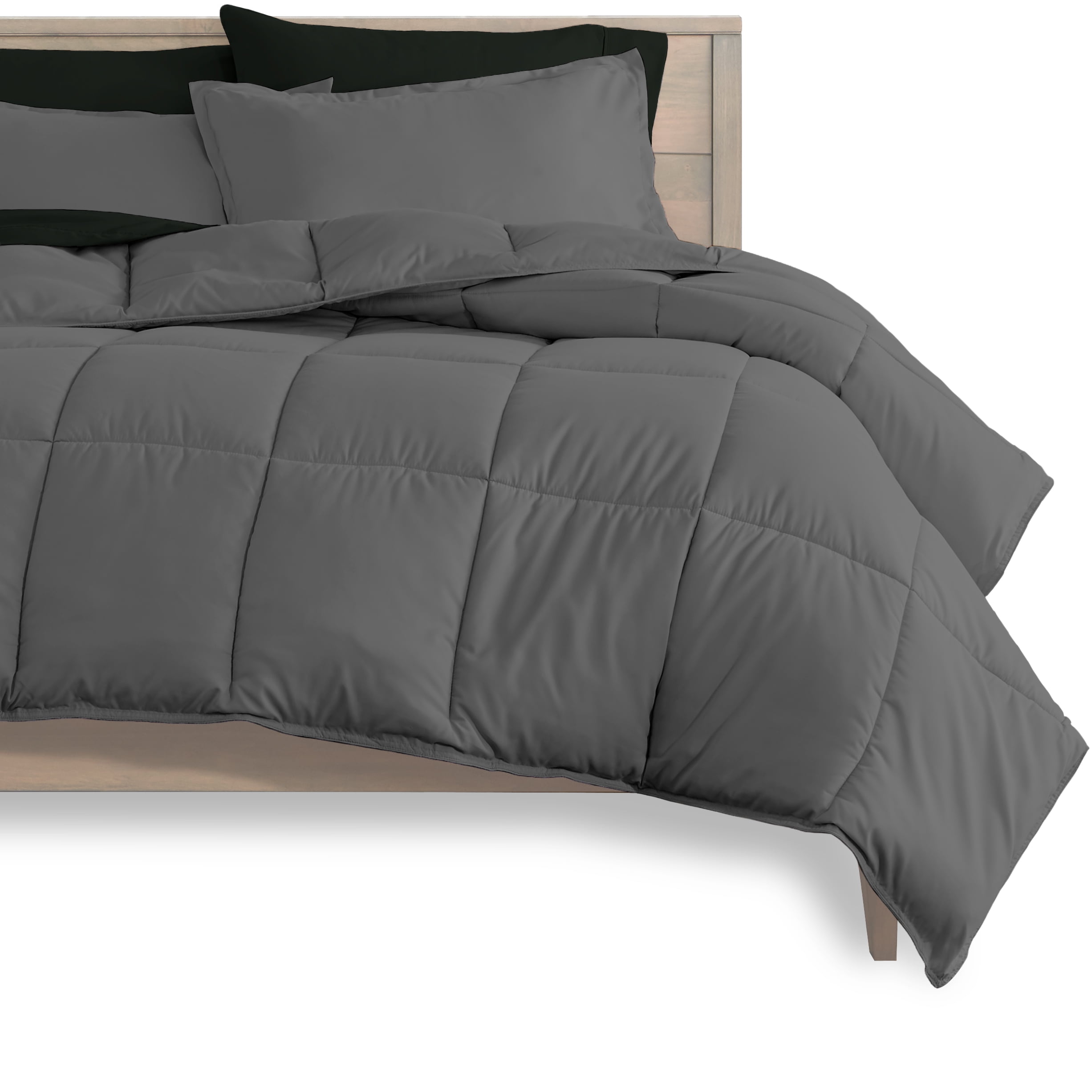 Bare Home Microfiber 7-Piece Gray and Black Bed in a Bag, King