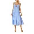 thumbnail image 1 of Kmbangi Robe Midi Cami d'Été pour Femmes Couleur Unie Bretelles Spaghetti Dos Nu Tie-Up Partie Plage Robe de Ligne, 1 of 9