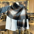 thumbnail image 2 of Yuanlong Winter Scarves Unisex Gradient Plaid Pattern Thick Shawls Wraps With Tassels Warm Soft Neckwear Ladies Scarfs, 2 of 3