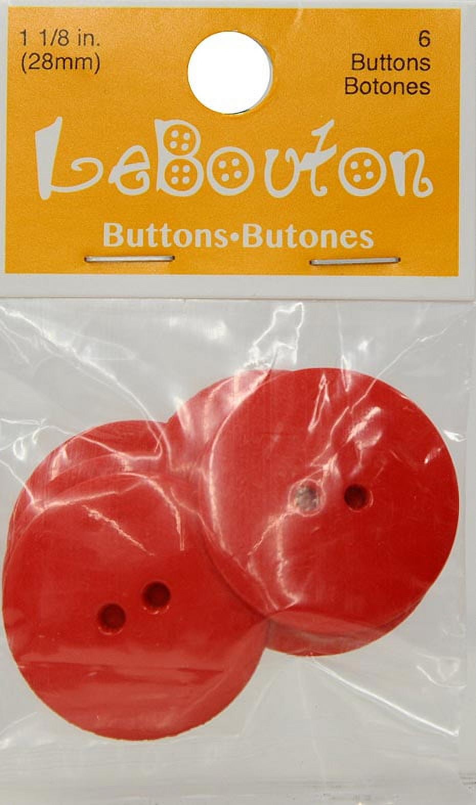 Le Bouton Large Red Buttons, 6-Pack