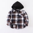 thumbnail image 2 of KPOPLK Toddler Baby Boy Long Sleeve Hooded Top Fall Winter Kids Flannel Plaid Shirts Button Down Jacket Outfit Clothes 6 9 12 Months 2t 3t 4t 5t 6t 7t Coffee Size 18-24 Months, 2 of 8