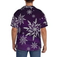 thumbnail image 3 of Balery Snowflake Gradient Purple Camisa Casual de Manga Corta con Botones para Hombre, Texturizada, Estilo Cubano, para Playa, Verano-Large, 3 of 5
