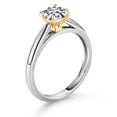 thumbnail image 3 of Gem Stone King 0.70 Cttw 5MM Cushion Lab Grown Diamond 10K White and Yellow Gold Engagement Ring for Women | DEF Color | VVS-VS Clarity (Size 7), 3 of 4