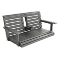 thumbnail image 6 of Poly Lumber 2-Seat Porch Swing, HIPS 4.5-Feet Bench Swing with Foldable Cup Holders,18/8 Stainless Steel Hardware, High Backrest and Deep Contoured Seat (Deep Gray, 4.5-feet), 6 of 6