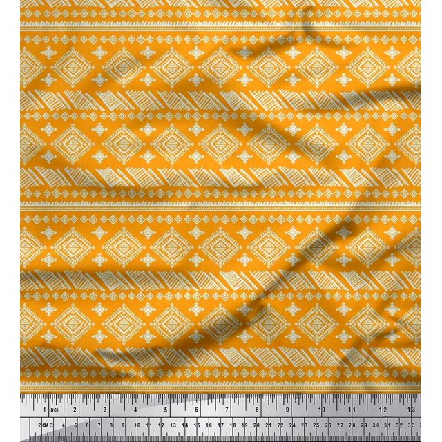Soimoi Silk Fabric Aztec African Fabric Prints By Yard 42 Inch Wide