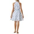 thumbnail image 3 of INSPIRE CHIC Women's Halter Neck Sleeveless Smocked Waist Floral Dress L White, 3 of 6