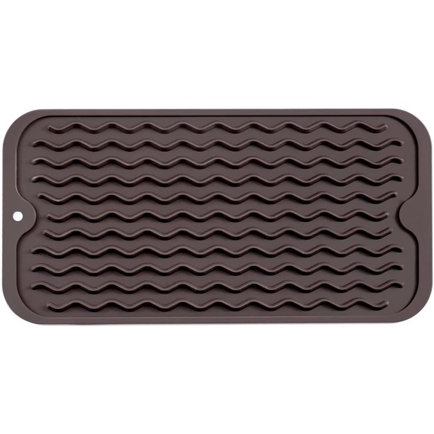 MicoYang Tapete de silicona para secar platos para uso múltiple, fácil de limpiar, ecológico, tapete de silicona resistente al calor para encimera o fregadero de cocina, refrigerador o revestimiento d