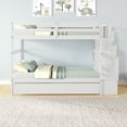 thumbnail image 4 of Twin over Twin Bunk Beds With Twin Trundle and Stairway Storage Function in White color, 4 of 13