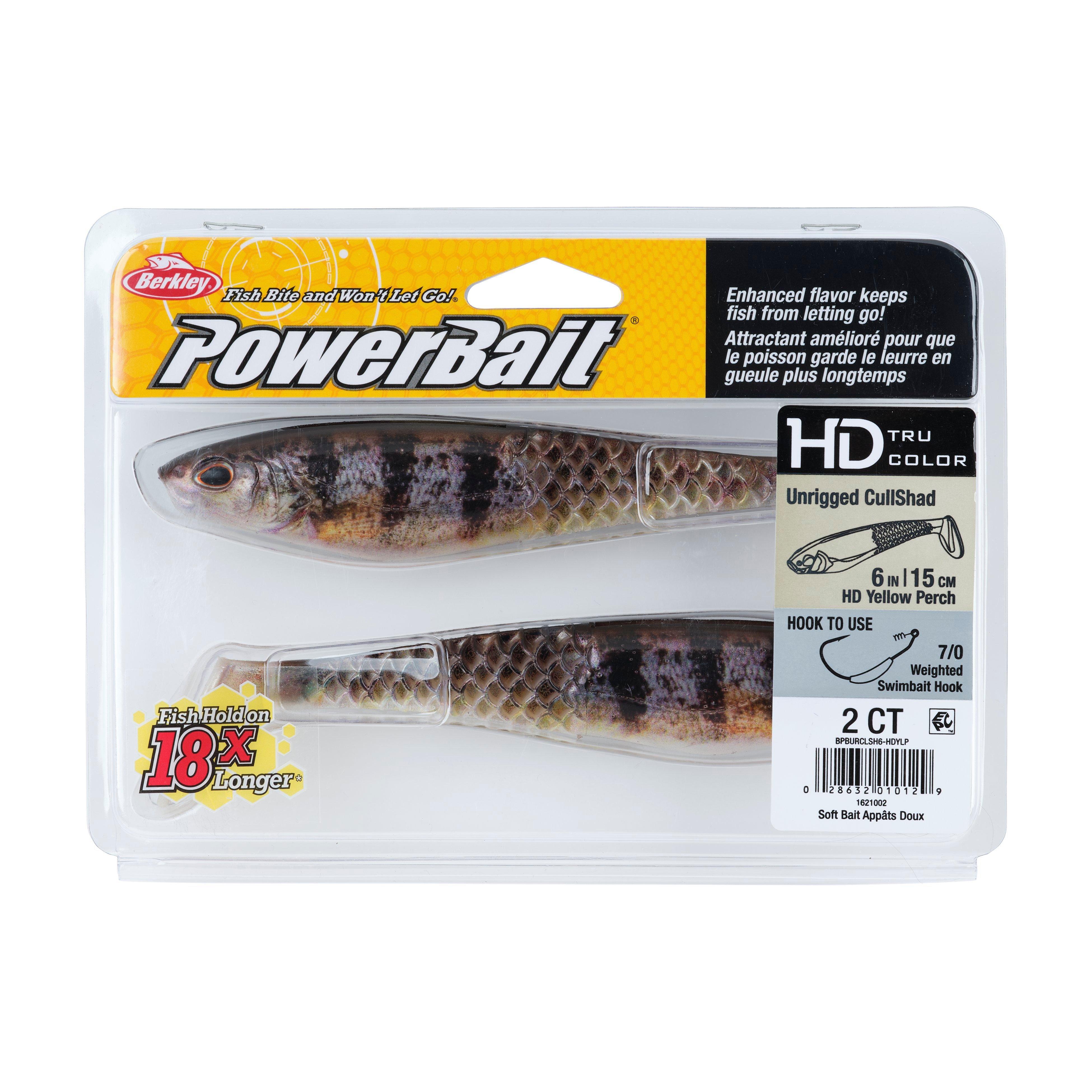 Berkley PowerBait® Unrigged CullShad, 6 in, HD Yellow Perch