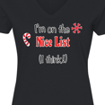 thumbnail image 3 of Inktastic I'm on the Nice List (I Think!) with Candy Cane Women's V-Neck T-Shirt, 3 of 4