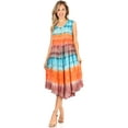 thumbnail image 5 of Sakkas Desert Sun Caftan Dress / Cover Up - Blue / Coral - One Size, 5 of 5