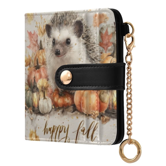 Qxltty Cute Hedgehog Ladies Wallet Rfid Slim Thin Compact Credit Card Women Wallet Zipper Coin Pocket and ID Window for Female Gifts