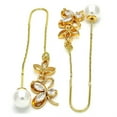 thumbnail image 4 of Polished 14k Yellow Gold Plated Clear Cubic Zirconia Threader Earrings, 4 of 4