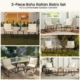 thumbnail image 4 of Yaheetech Boho Style Outdoor Wicker Bistro Set with Cushions and Pillows, Set of 3, Tan/Cream, 4 of 7